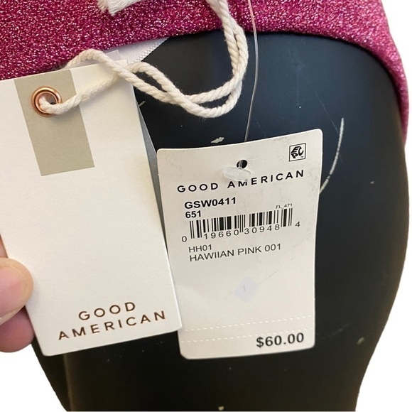 NEW Good American 2pc Hawaiian Pink Sparkle Swimsuit Bikini - Picture 7 of 10